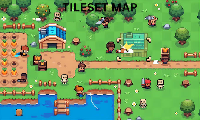 Pixel art tileset sprite sheet video game pixel art game tiles pixel ...