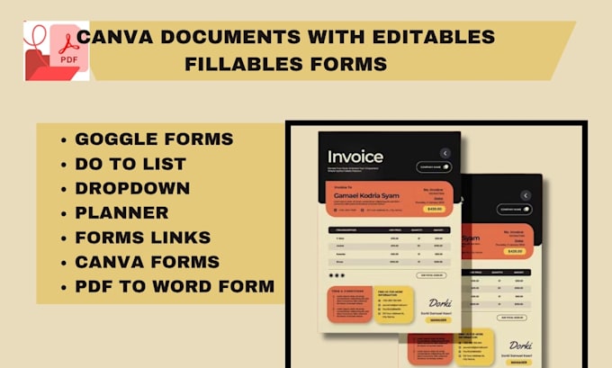 design or redesign canva documents with editable  fillables pdf forms document