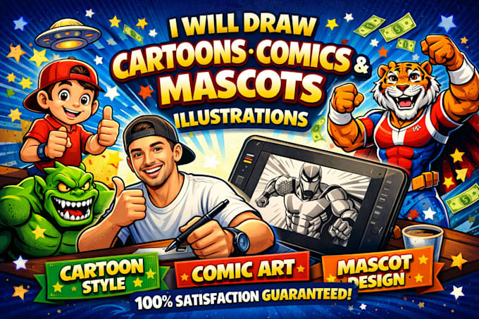 draw cartoon, comic illustrations and mascot characters