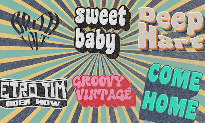 design a 70s vintage retro logo with groovy typography for your brand