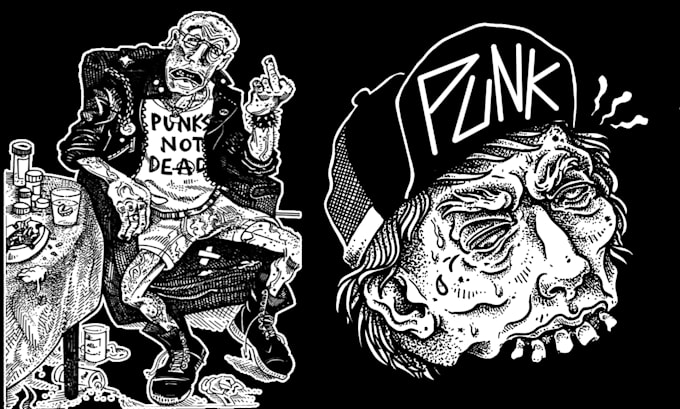 draw punk raw style for your merch and poster
