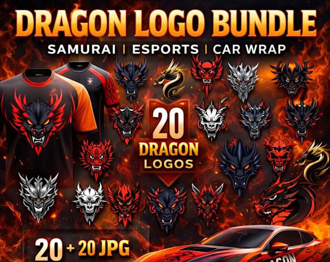 create esport samurai dragon logo