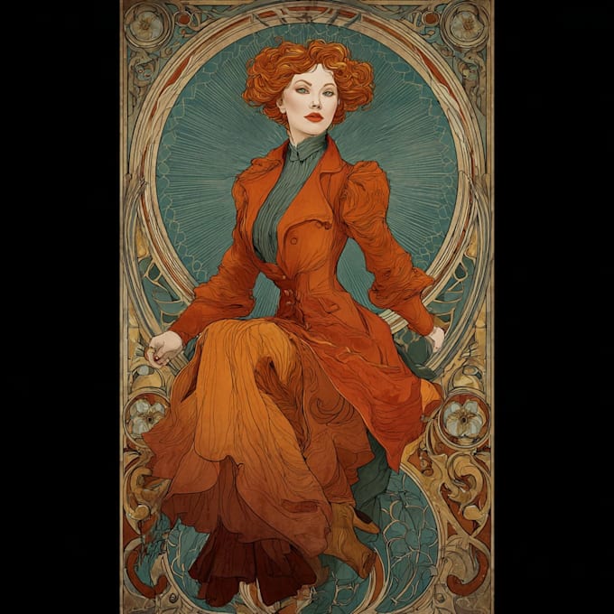 create illustrations in art nouveau style