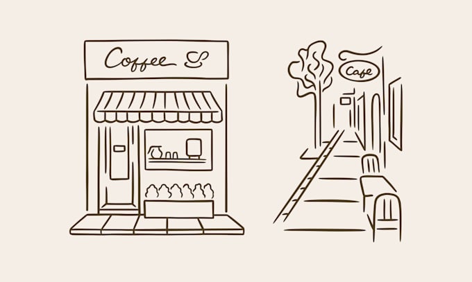 create hand drawn line art style illustration