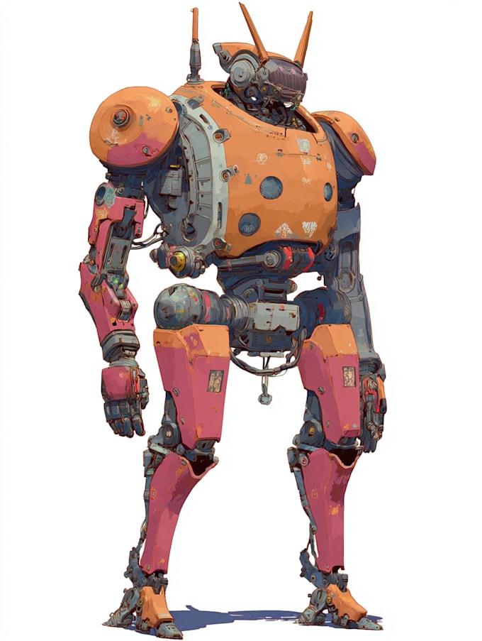 draw mecha helmet, weapon, armor concept