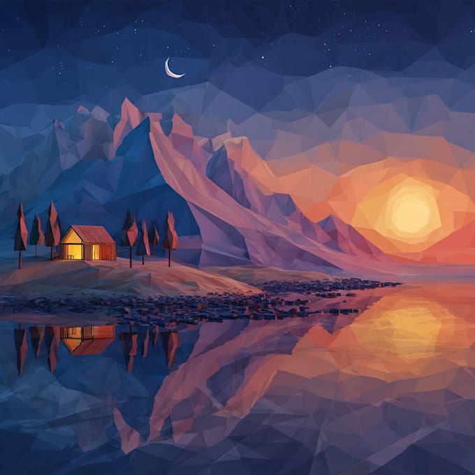 made geomatric and polygonal low poly vector illustrations