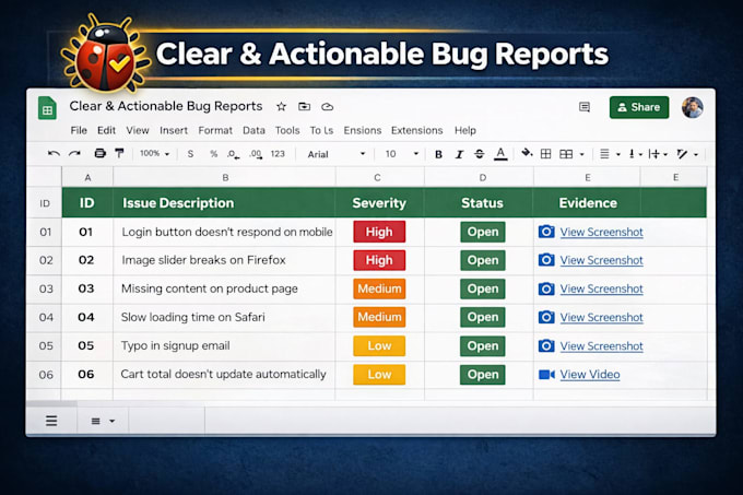 do manual QA testing for website and mobile app with detailed bug report
