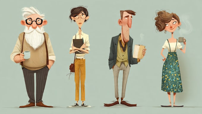 illustrate people in cartoon
