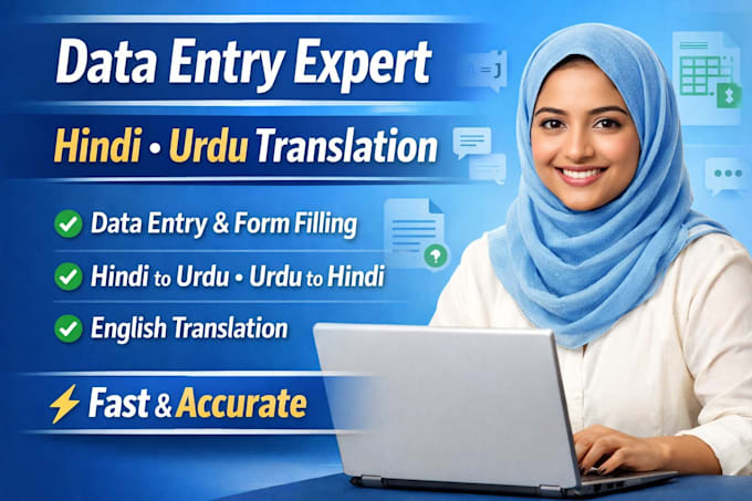 do data entry, copy paste and hindi urdu translation