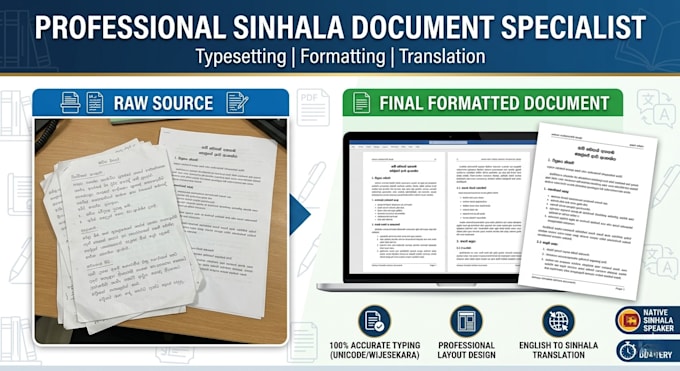 do expert sinhala typesetting and formatting