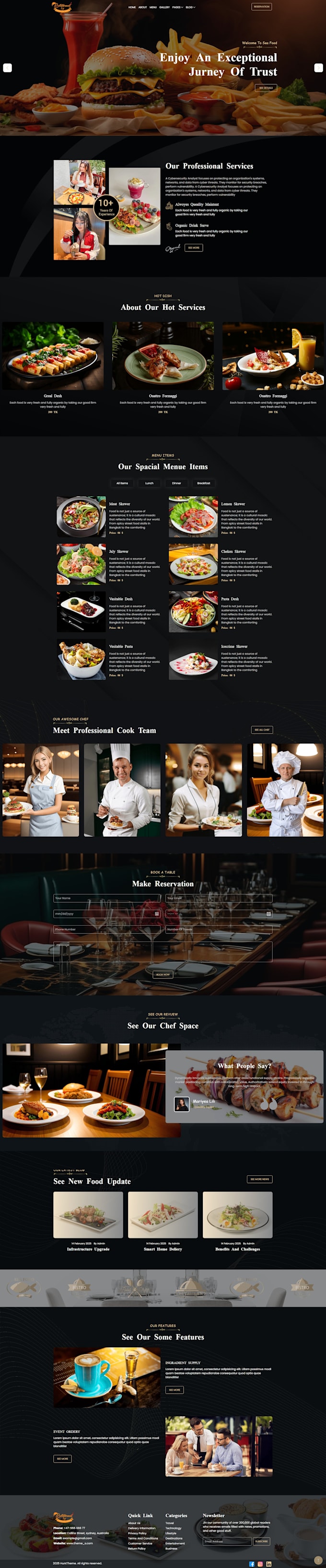 design a modern wordpress restaurant website with a menu and table booking