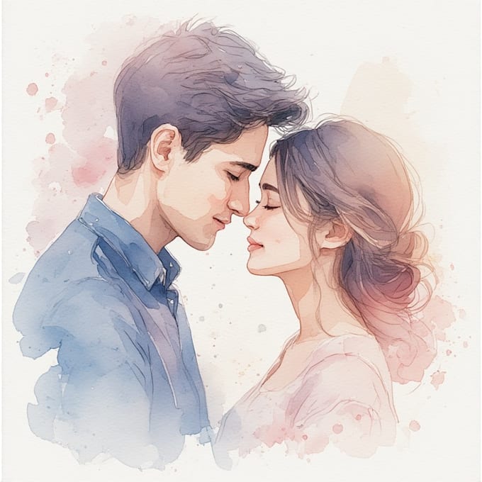 create watercolor couple portraits