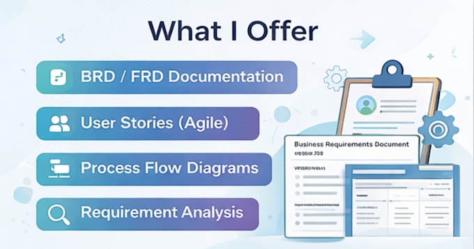 write user stories, brd, and software requirement document