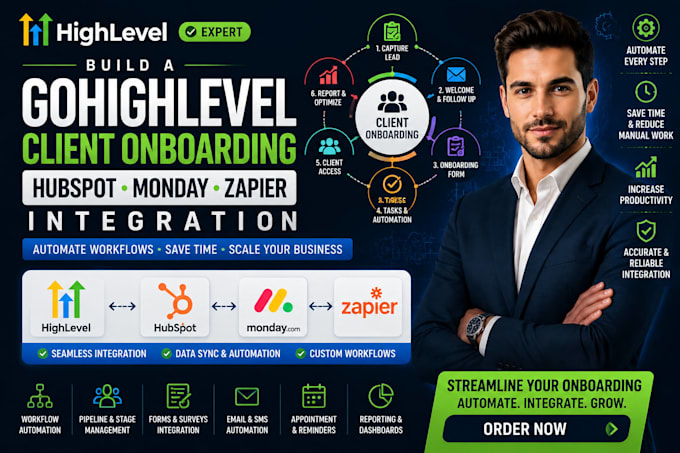 build a gohighlevel client onboarding process hubspot monday zapier integration