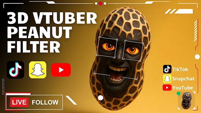 design burnt peanut vtuber avatar with face tracking