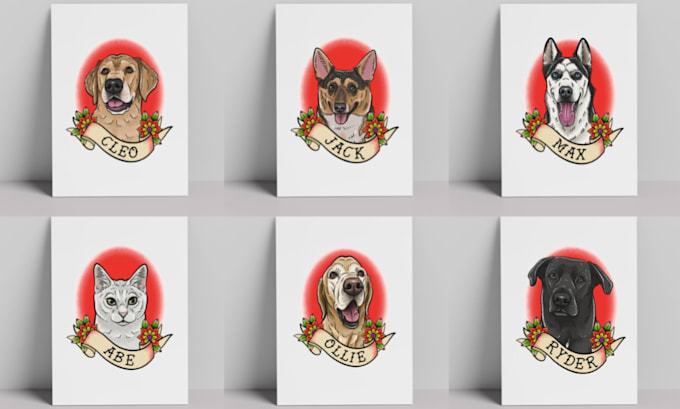 draw pet portrait tattoo design