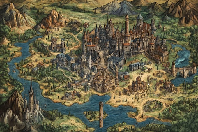 fantasy map illustration for map
