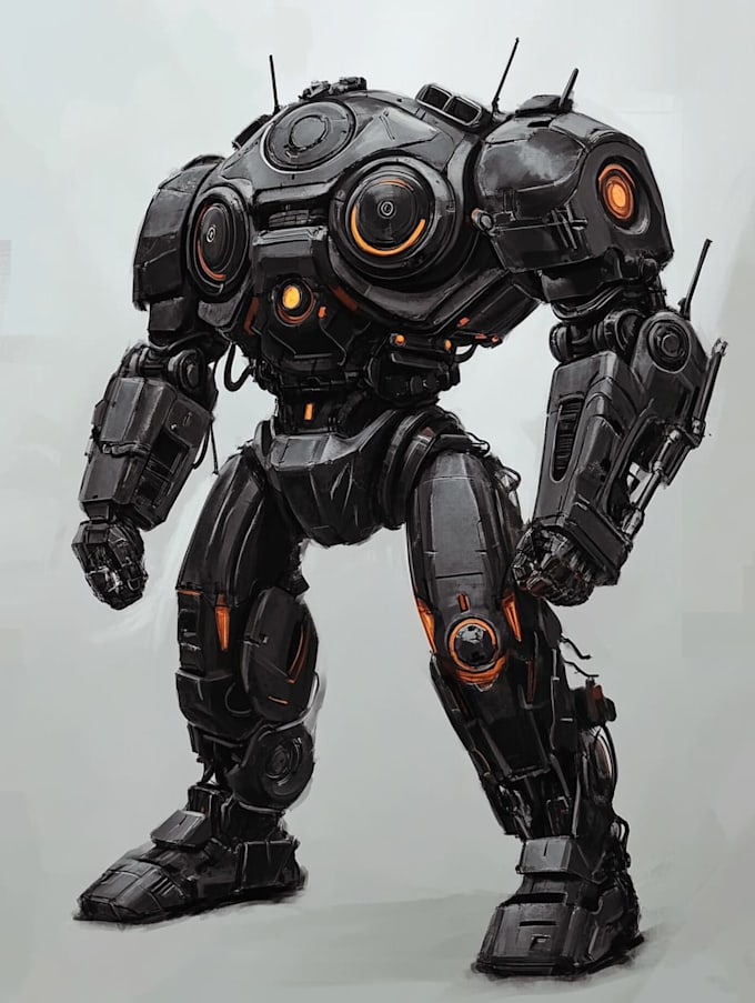 illustrate high quality futuristic mecha designs