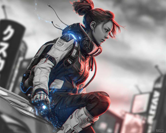 design futuristic sci fi character illustration
