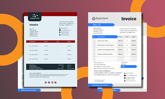 design custom editable invoice template, order form, and fillable pdf