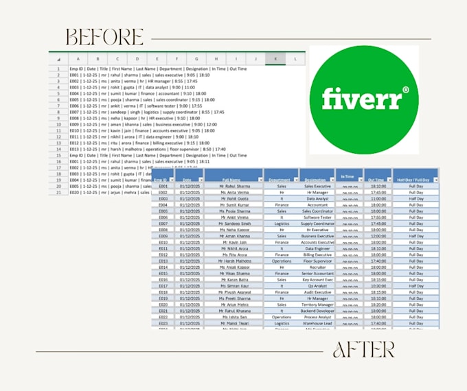do excel data entry, clean, split, marge and formatting