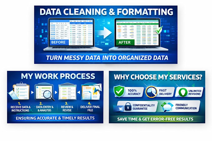 do data entry ,data cleaning, thumbnail, logo, typing