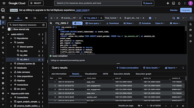 provide 24h express bigquery sql fix and logic optimization