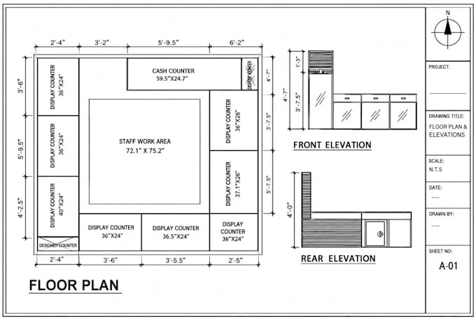 draft architecture floor plan and construction permit drawing in autocad