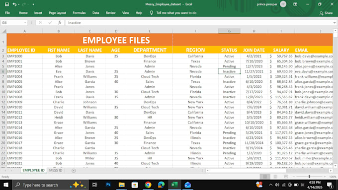 clean messy data, remove duplicates, organize and fix errors fast
