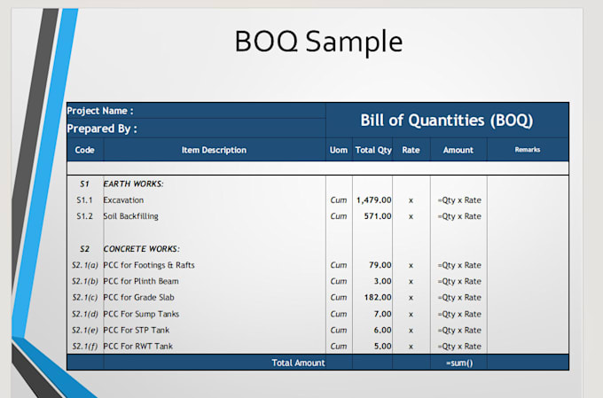 do quantity takeoff, boq preparation and ra billing