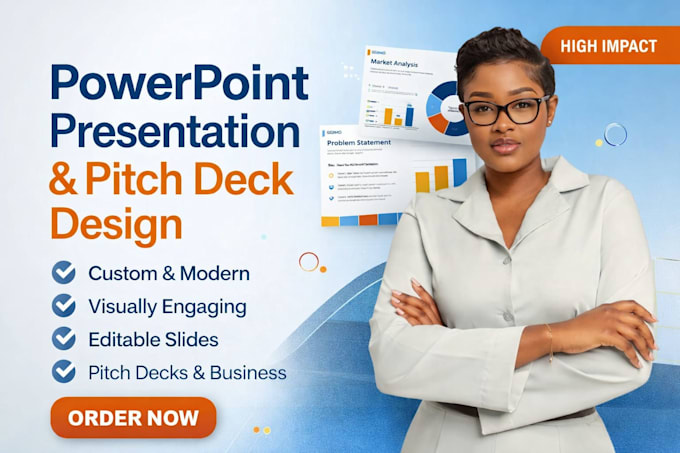 design PPT powerpoint presentation slides or investor pitch deck