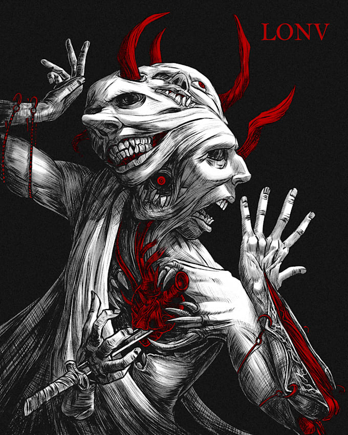 create a dark themed illustration