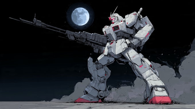 create retro mecha or scifi gundam art