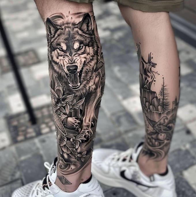 create a tattoo design for leg sleeve