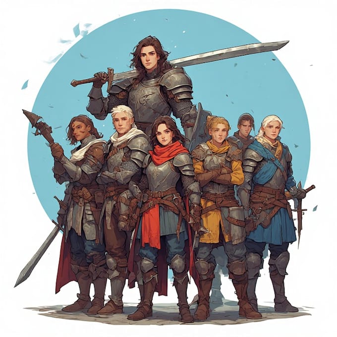 design a dnd party art and group art