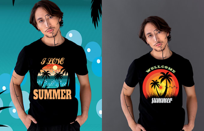 create custom summer typography and beach t shirt design