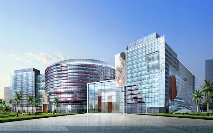 design 3d mixed use building, commercial plaza and complex