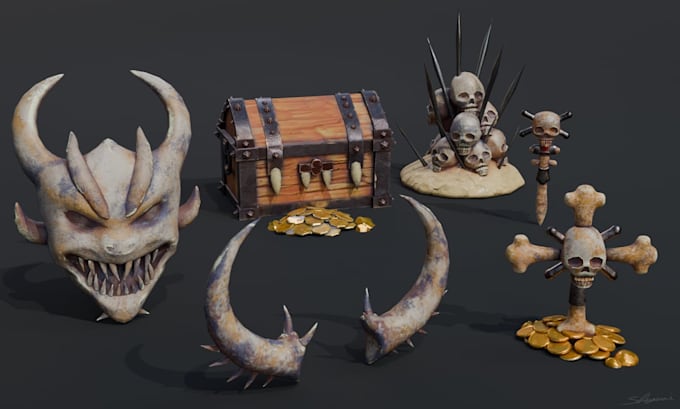 create stylized game assets in both low poly and high poly