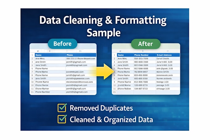do data cleaning, excel formatting,