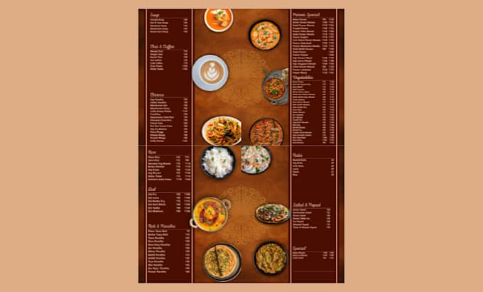 a professional menu design, restaurant menu, food menu