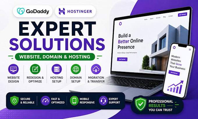 be godaddy builder expert design redesign fix optimize your hostinger website