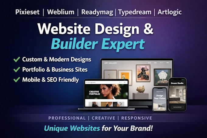 pixieset weblium readymag typedream artlogic website design builder expert