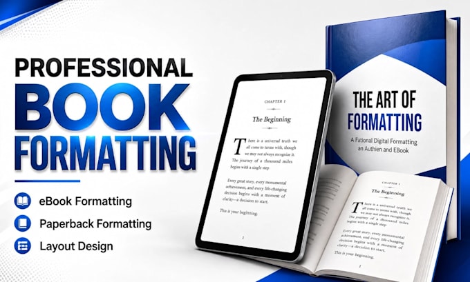 do book formatting, ebook formatting, paperback formatting and layout design