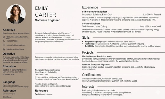 write a professional ats friendly resume and CV using ai