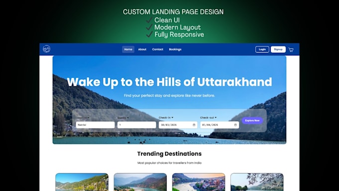create a modern responsive landing page using HTML, CSS, javascript and react