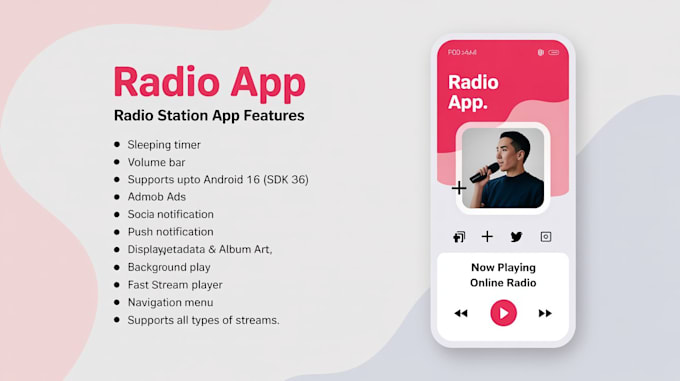 develop android ios radio station app broadcast radio app