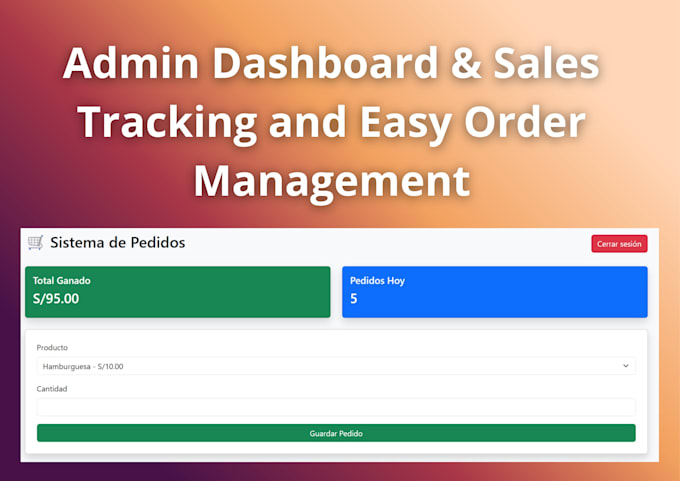 create a web based order management system with admin panel
