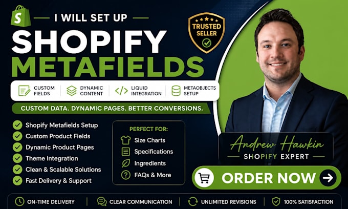 set up shopify metafields, custom fields and dynamic product pages