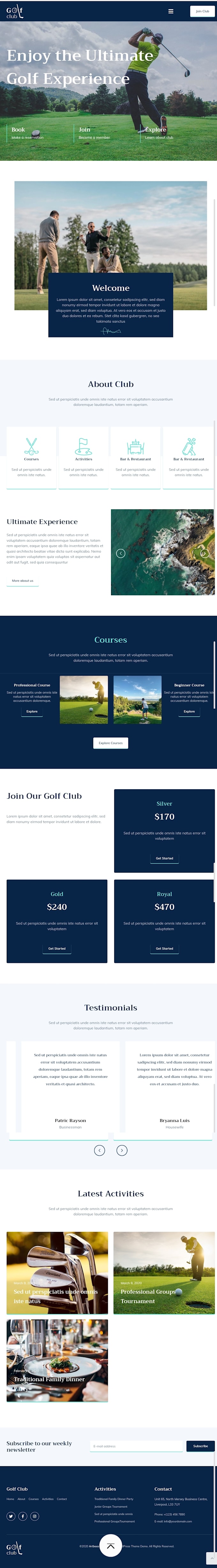 create golf website design