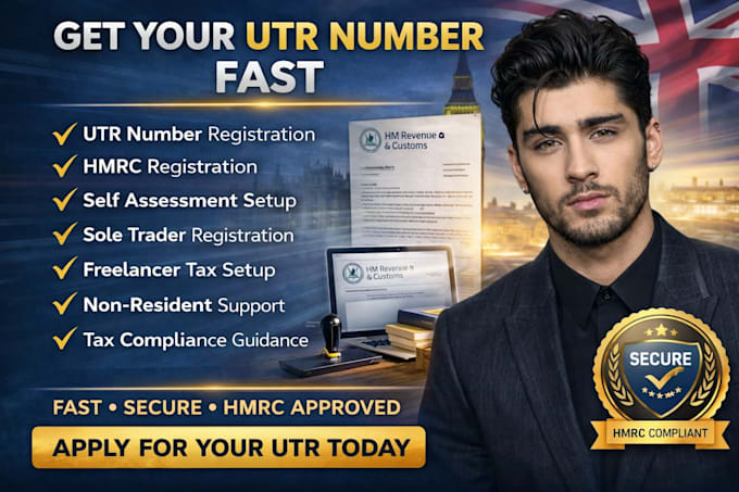 get UK utr number, hmrc registration and self assessment